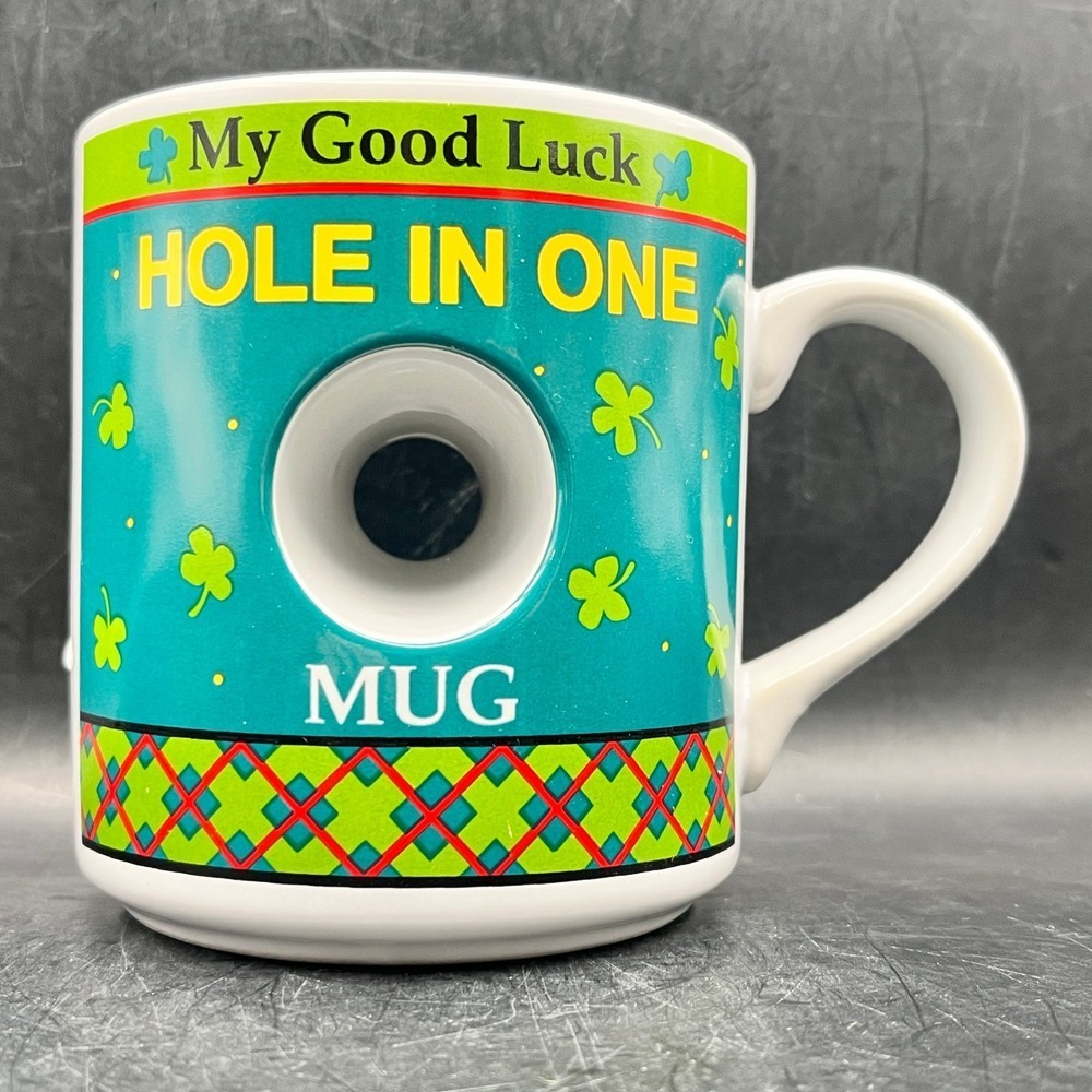 Hole In One Golf Coffee Tea Mug "My Good Luck" Decor Collectible Cup Ganz‎